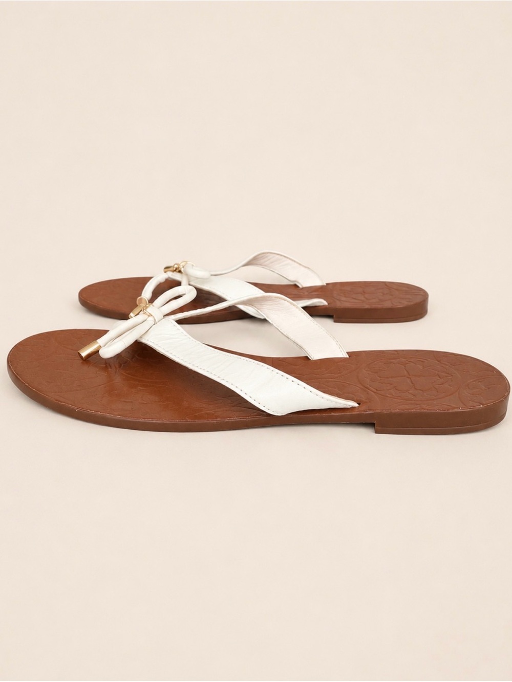 Kate Spade Charles White Leather Bow Sandals Size 6M - Picture 3 of 11